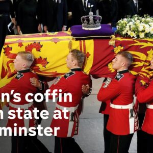 Public pay respects as royal procession brings Queen’s coffin to Westminster