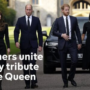 Royals unite: Harry and Meghan join William and Kate in tribute to Queen