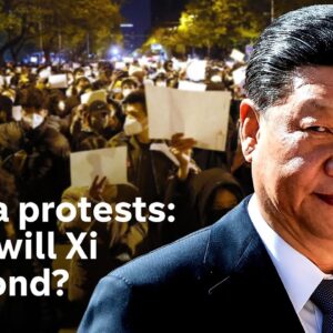 China Covid protests: police turn out in force to tackle ‘white paper’ movement